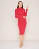 Yes Play Knee Lenght Long Sleeve Casual Dresses Fuchsia
