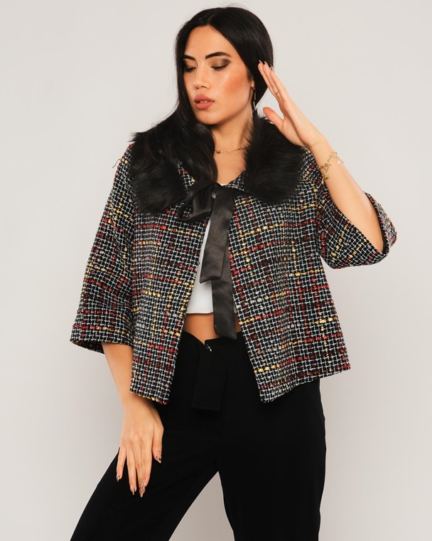 Selen Blazer Street Wear Jackets Black Red Grey Yellow Bordeux Camel Fuchsia Ecru Caramel Black-Silver Wine