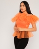 Lila Rose Short Sleeve Casual Blouses البرتقالي