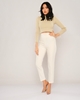 Sln High Waist Casual Trousers البيج الرمادي