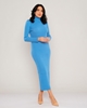 Pitiryko Maxi Long Sleeve Casual Casual Dresses Blue