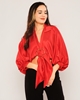 Lila Rose Long Sleeve V Neck Casual Blouses Red