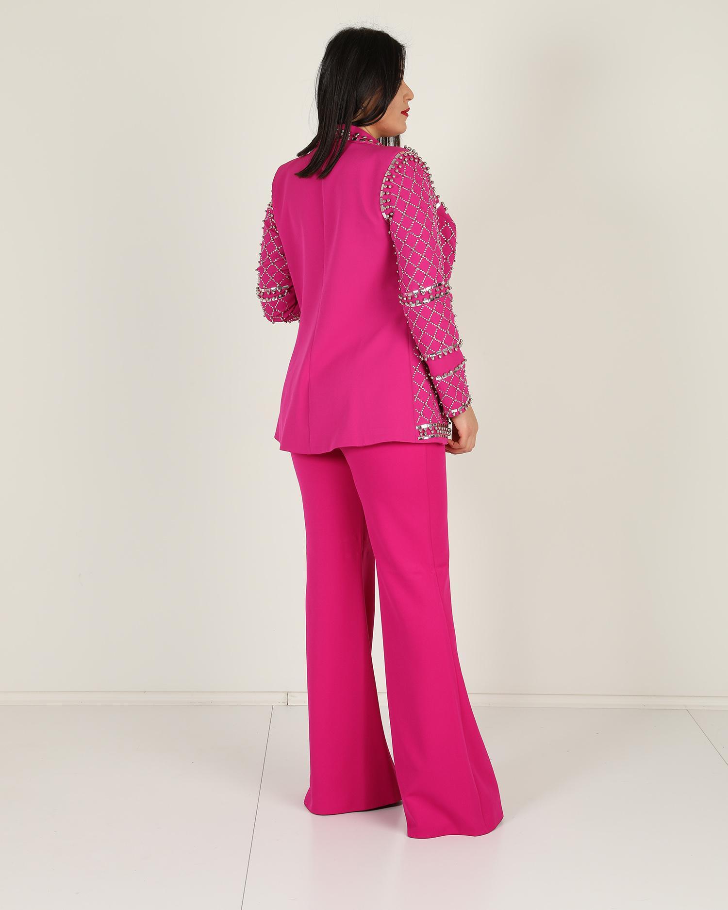 Hot pink floral printed high low shirt and pants – KRUPA KAPADIA