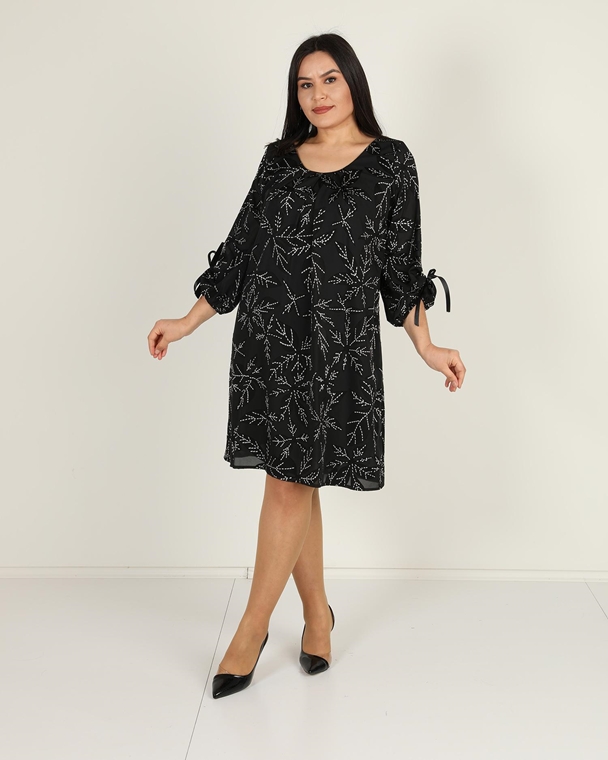 Biscuit Knee Lenght Three Quarter Sleeve Casual Dress