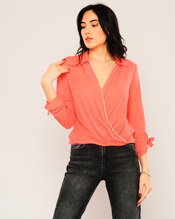 Explosion Long Sleeve V Neck Casual Blouses