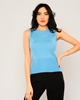 Yes Play Sleevless Crew Neck Casual Blouses Blue