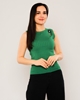 Yes Play Sleevless Crew Neck Casual Blouses Green