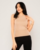Yes Play Sleevless Crew Neck Casual Blouses Beige