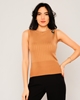 Yes Play Sleevless Crew Neck Casual Blouses Camel