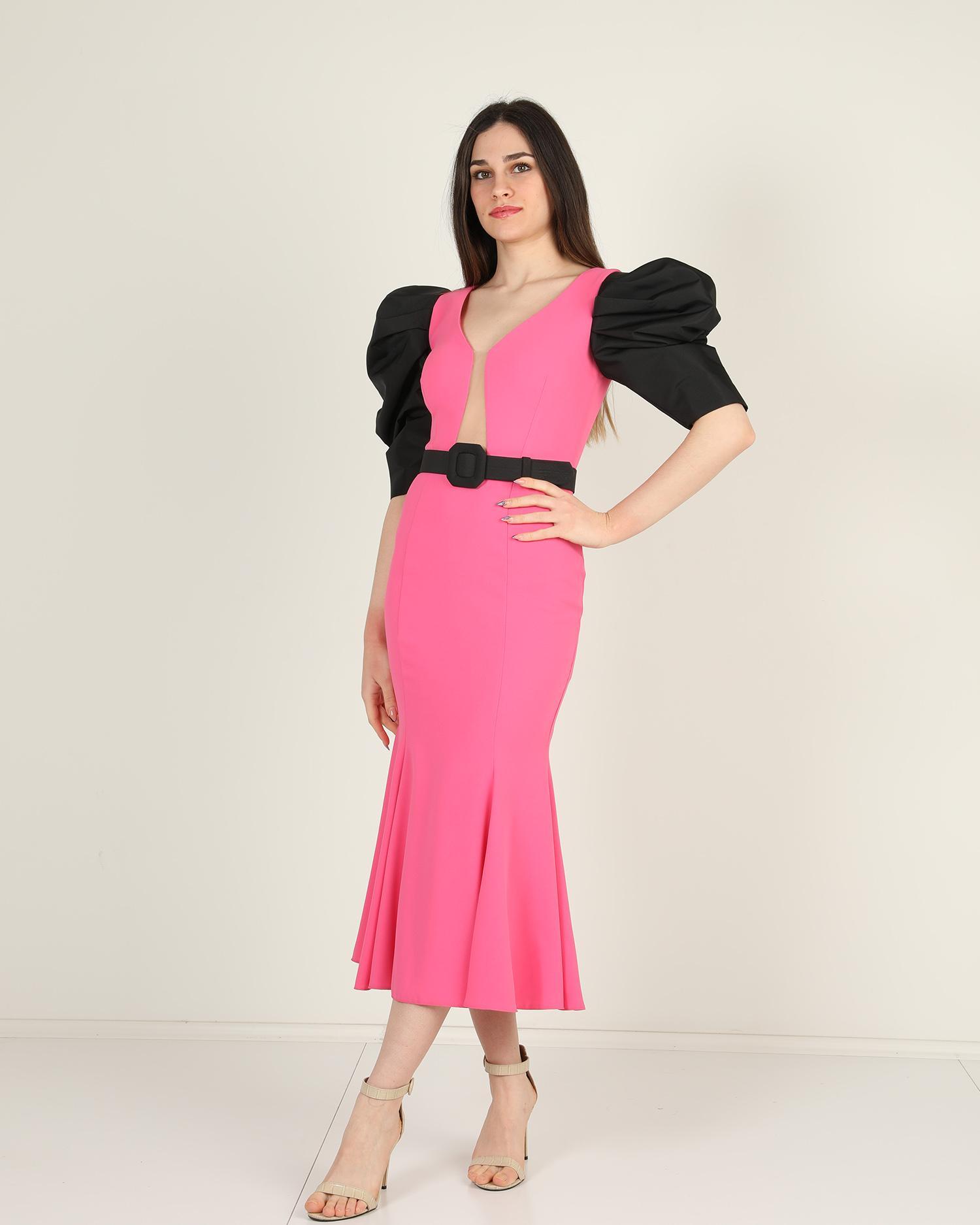 Pink Crepe Silk Wool Cocktail Dress