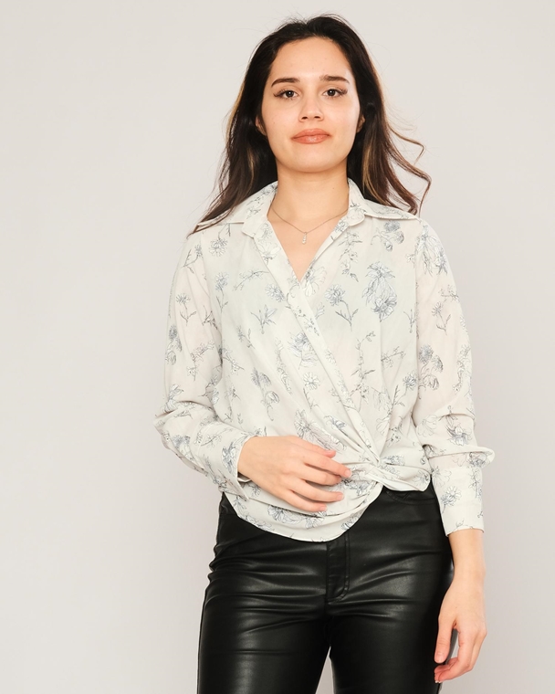 Zanzi Uzun Kol V Yaka Günlük Giyim Bluzlar