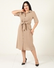 Explosion Knee Lenght Short Sleeve Casual Dress Mink