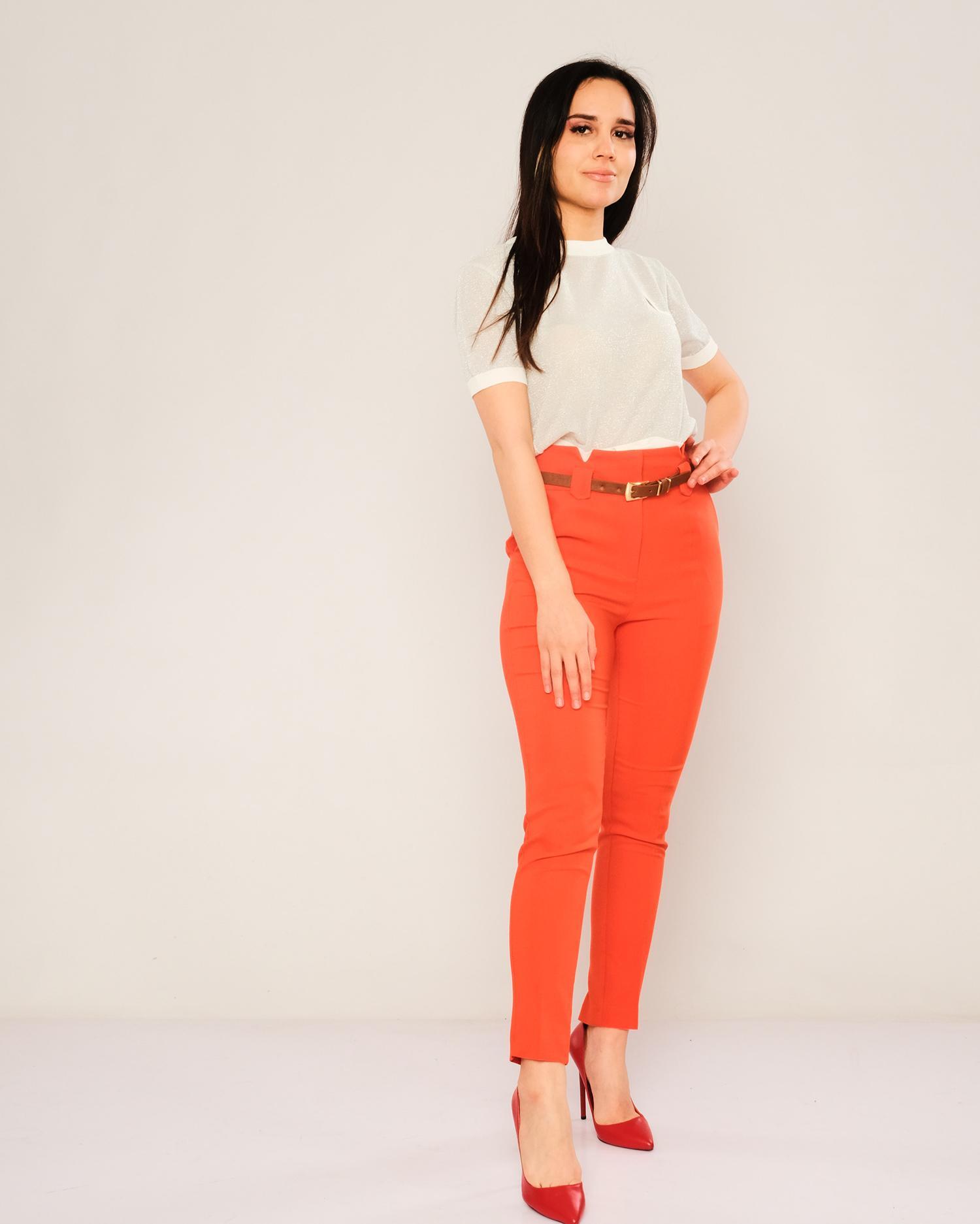Rareism Women's Evanova Mustard Viscose Fabric Tailored Fit High Rise