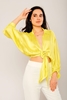Lila Rose Long Sleeve V Neck Casual Blouses Yellow