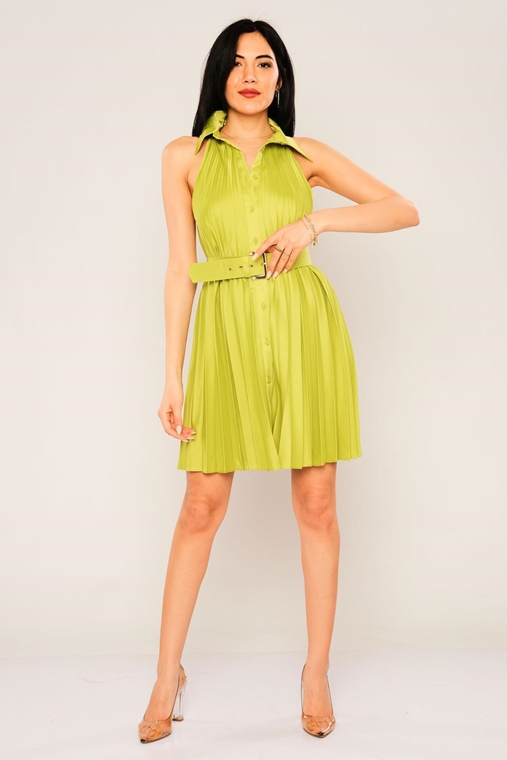 Green Country Knee Lenght Sleevless Casual Dresses