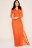 Explosion Maxi Long Sleeve Night Wear Dresses оранжевый