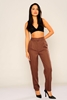 Zanzi High Waist Casual Trousers بنى