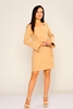 Green Country Mini Long Sleeve Casual Dresses اللون البيج