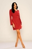 Green Country Mini Long Sleeve Casual Dresses Red Dark