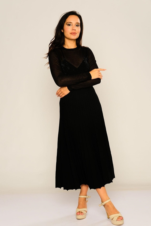 Neva Maxi Long Sleeve Casual Dresses Black Stone
