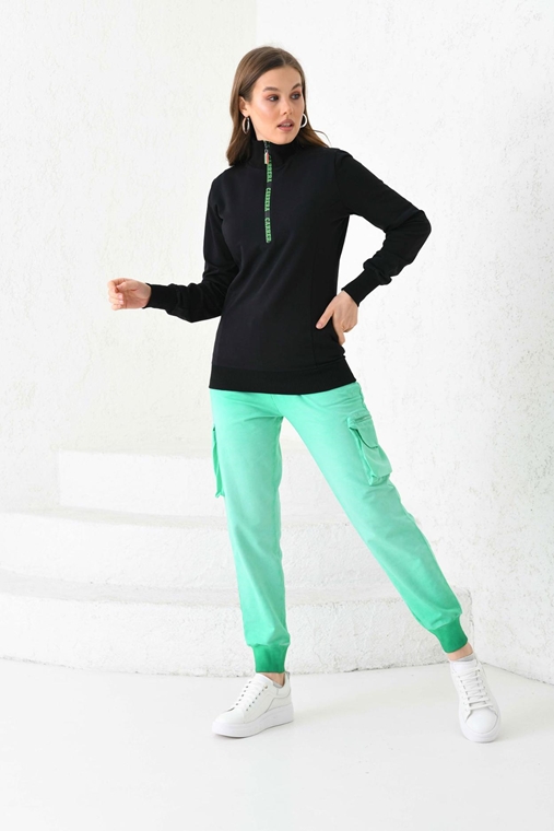 Carrera Fermuarlı Spor Giyim Sweatshirts Siyah - Yeşil