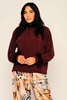 Lila Rose Long Sleeve Half Turtleneck Casual Blouses bordo şarabı