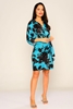 Explosion Mini Three Quarter Sleeve Casual Dresses Turquoise