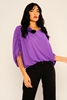 Explosion Three Quarter Sleeve Casual Blouses Purple