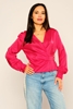 Explosion Long Sleeve V Neck Casual Blouses Macenta