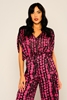 Explosion Short Sleeve V Neck Casual Blouses Fuchsia