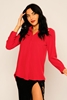 Zanzi Long Sleeve Normal Neck Casual Blouses Red