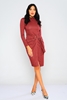 Green Country Knee Lenght Long Sleeve Casual Dresses Red Dark