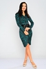 Green Country Asymmetrical Long Sleeve Casual Dresses Black-Green