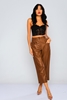 Mees High Waist Casual Trousers بنى