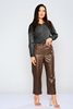 Mees High Waist Casual Trousers Brown Dark