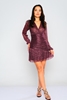 Explosion Mini Long Sleeve Casual Dresses Macenta