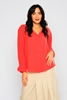 Zanzi Long Sleeve Normal Neck Casual Blouses Red