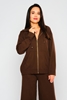 Neva Hooded Zipped Casual Cardigans Brown