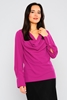 Explosion Long Sleeve Degaje Neck Casual Blouses Fuchsia