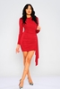 Explosion Mini Long Sleeve Night Wear Dresses أحمر