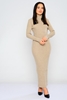 Pitiryko Maxi Long Sleeve Casual Casual Dresses Beige Dark