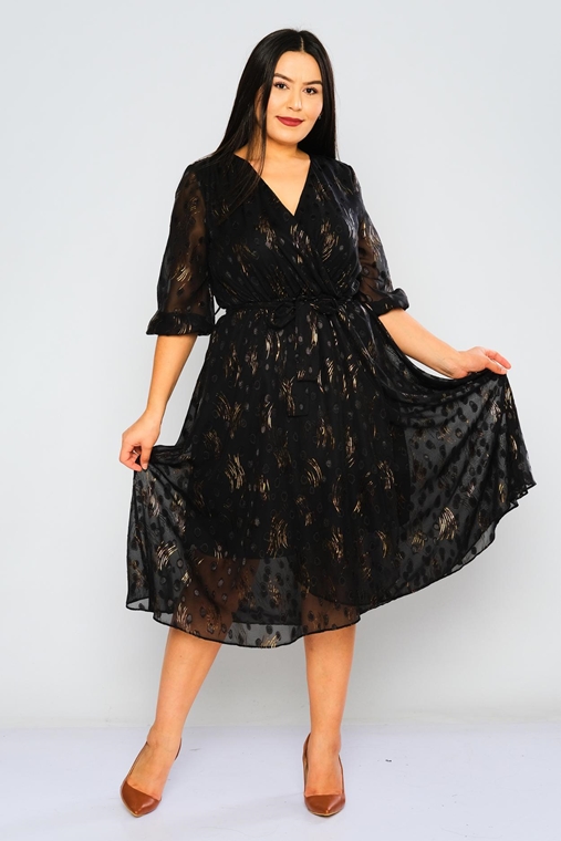 Biscuit Knee Lenght Three Quarter Sleeve Casual Dress
