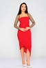 Lila Rose Asymmetrical Sleevless Casual Dresses Kırmızı