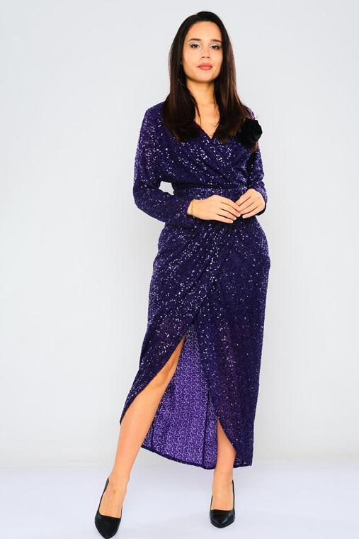 Explosion Асимметричный С длинным рукавом ночная одежда Платья черный Золото фуксия Пурпурный
