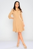 Explosion Knee Lenght Three Quarter Sleeve Casual Dresses Camel