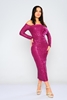 Explosion Maxi Long Sleeve Night Wear Dresses Fuchsia