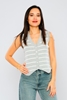 Yes Play Sleevless V Neck Casual Blouses Grey-Ecru