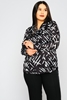 Selen Long Sleeve Normal Neck Casual Blouse Black-Grey