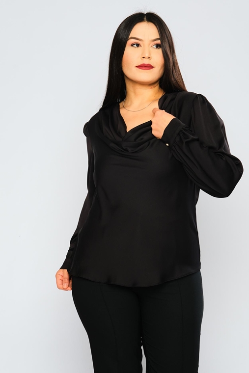 Airport Long Sleeve Degaje Neck Casual Blouse