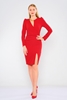 Explosion Knee Lenght Long Sleeve Casual Dresses Red